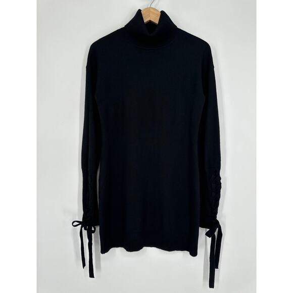 Ramy Brook Walt Turtleneck Sweater Dress Wool Cashmere Blend Lace-Up Sleeve Mini - Picture 6 of 13
